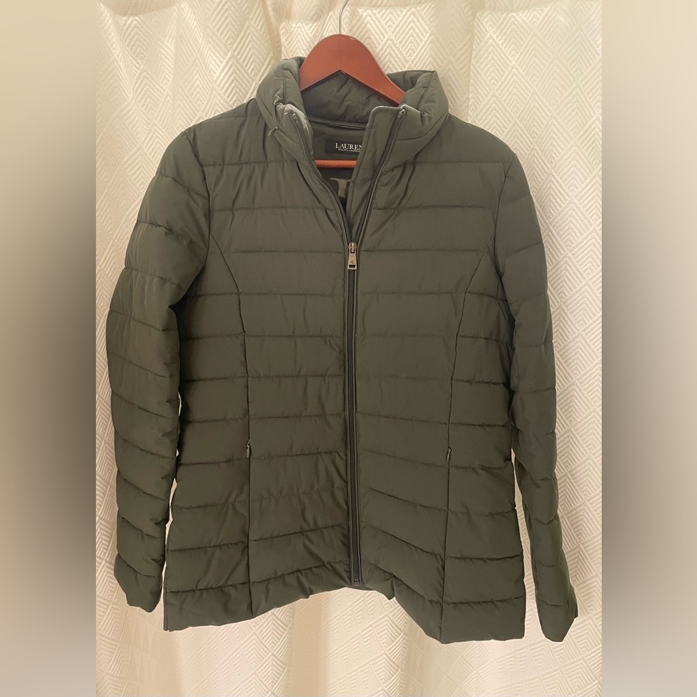 Like New Ralph Lauren Green Quilted Packable Stretch Puffer Jacket Size Small